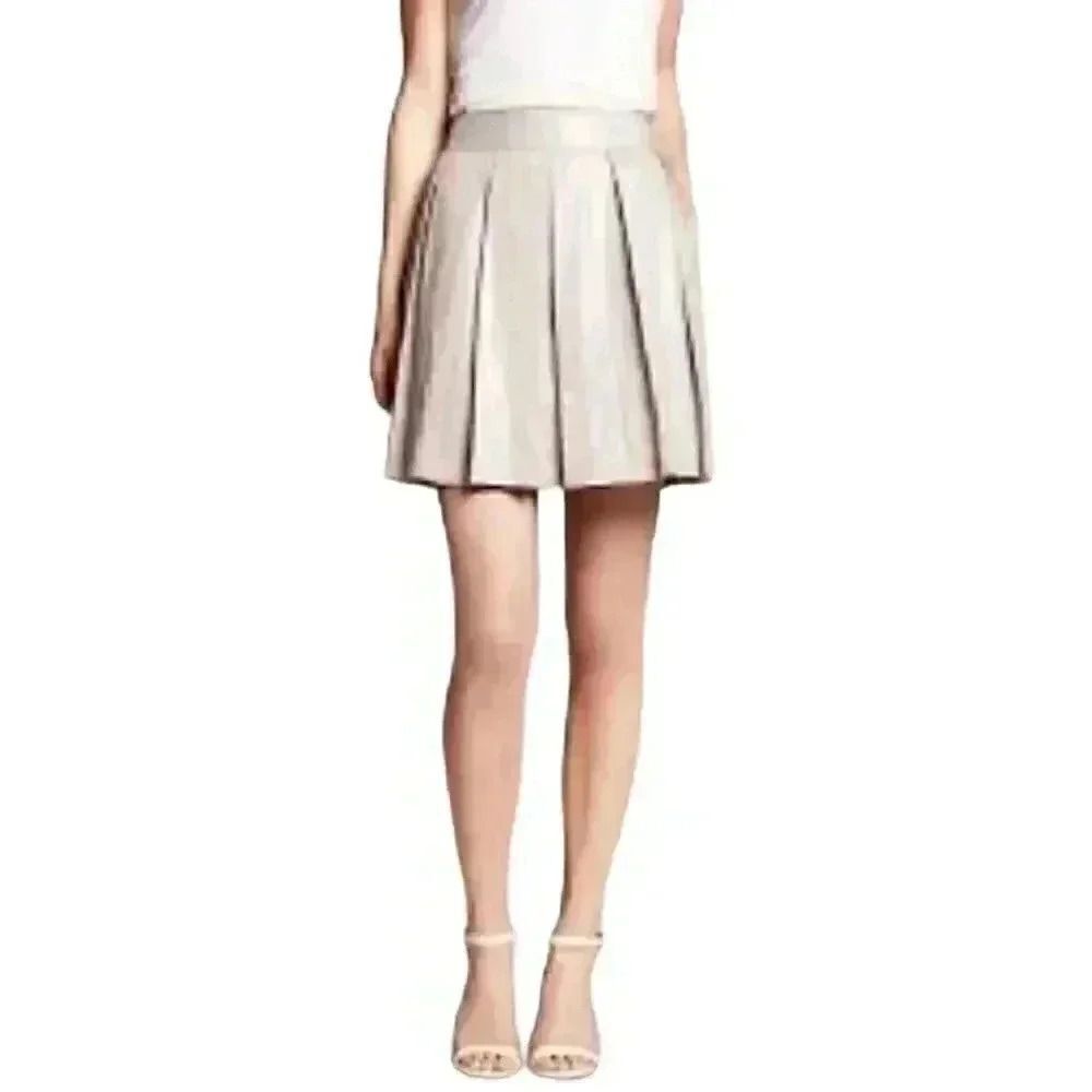 Banana Republic Women's Silver Lyocell/Cotton Pleated Skirt w Pockets